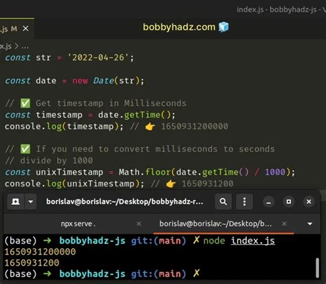 convert date to timestamp in js