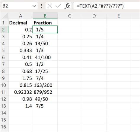 Convert Decimal To Fraction In Excel
