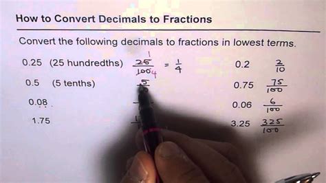 Convert Decimal To Lowest Fraction
