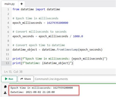 convert epoch time to datetime python dataframe