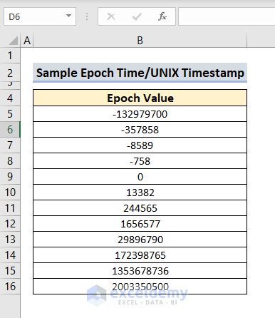 convert epoch timestamp to date and time in excel