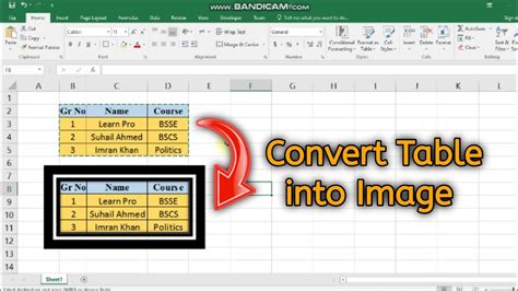 Convert Excel Table To Image