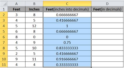Convert Feet And Inches To Decimal In Excel