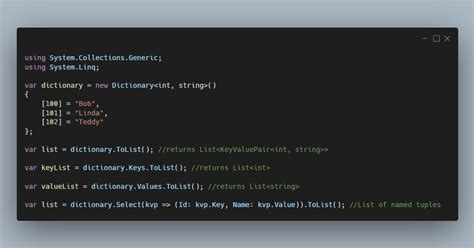 Convert Generic List To Dictionary C#