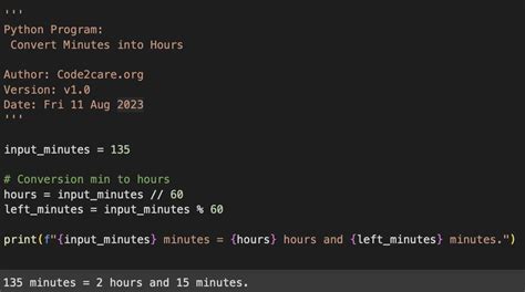 Convert Hours To Minutes Python