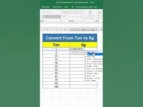 Convert Kg To Ton In Excel Formula