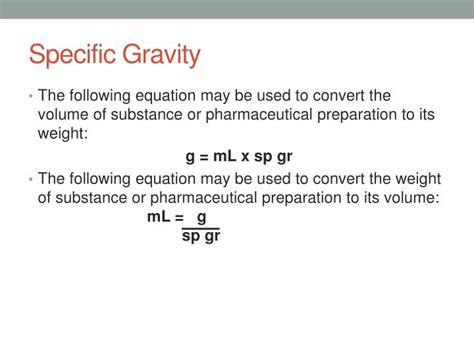 Convert L To Kg Using Specific Gravity