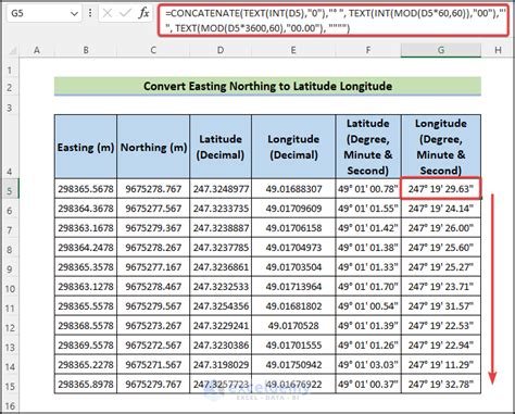 convert latitude and longitude to eastings and northings in excel