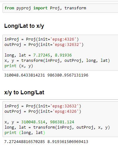 convert latitude longitude to xy coordinates python