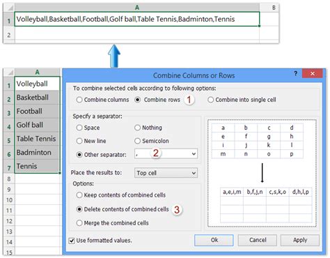 convert multiple columns to comma separated list excel
