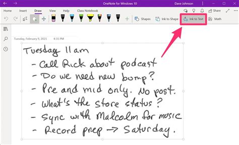 convert script to text in onenote