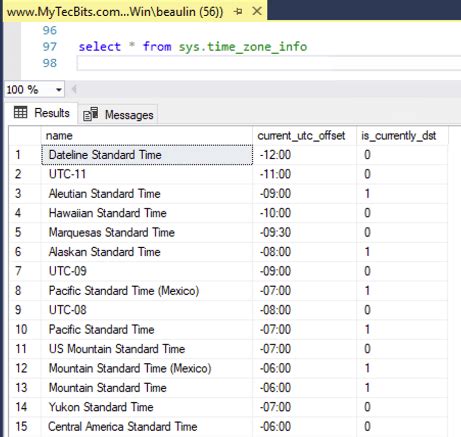 convert time zone in sql server