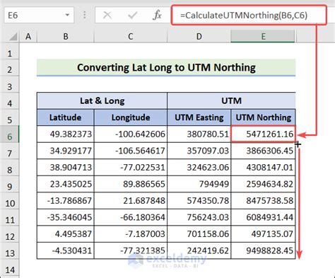 convert utm coordinates to lat long excel