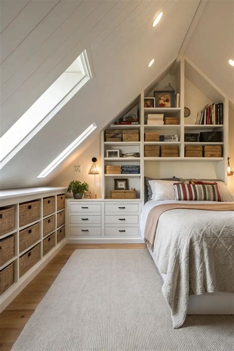 converted attic bedroom ideas with built in storage