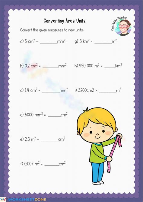 Converting Area Units Worksheet