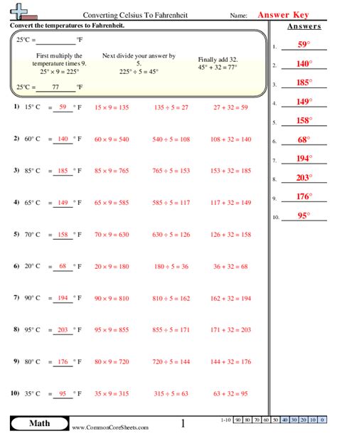 Converting Celsius To Fahrenheit Practice Problems