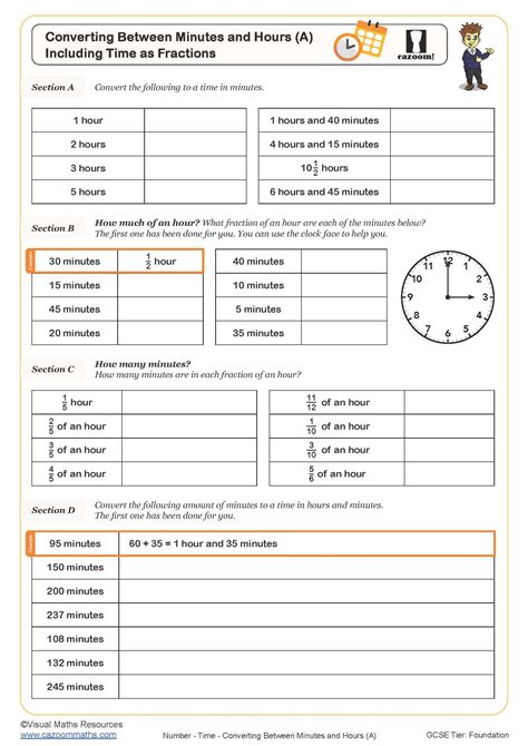 Converting Decimal Hours To Minutes Worksheet