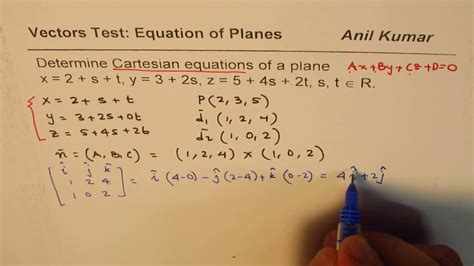 converting parametric equation of a plane to cartesian