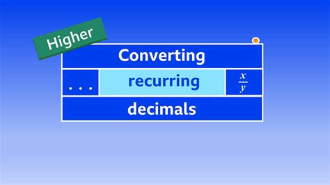 Converting Recurring Decimals To Fractions Bbc Bitesize