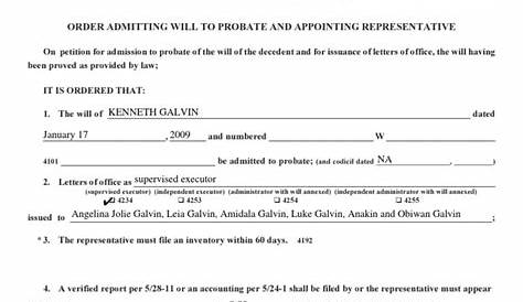 Fillable Notice Of Probate Under Supervised Or Independent