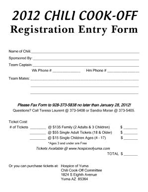 cook off entry form template