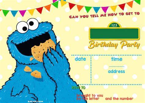 Cookie Monster Birthday Invitations Printable