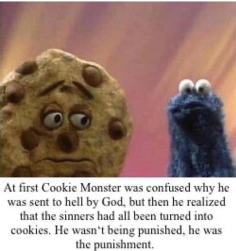 cookie monster hell meme