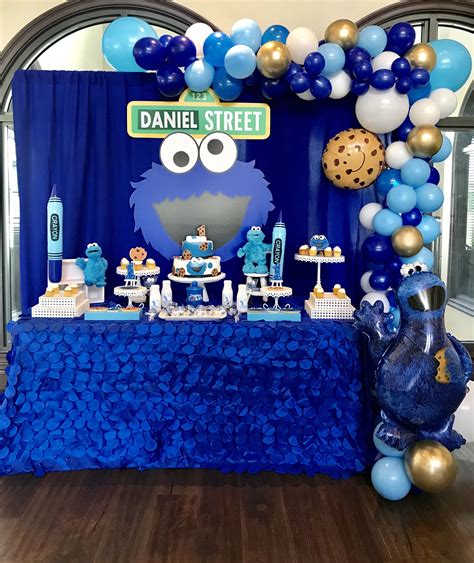 cookie monster themed 1st birthday party