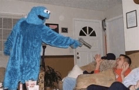 cookie monster with gun