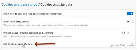 cookies and data stored edge