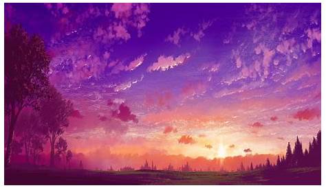 Cool Anime Purple Sunset Wallpapers - Wallpaper Cave