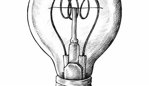 Light Bulb Vector Outline Sketched Up, Vector Illustration EPS