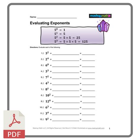 Cool Math Puzzle Printable Exponents Workshett