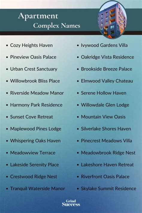 Cool Names For Apartment Complexes