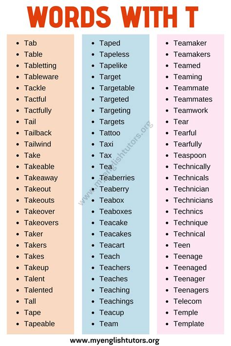 cool words that begin with t