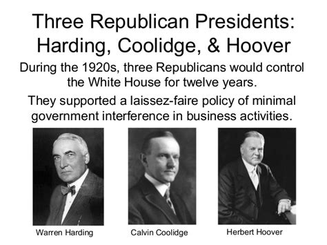 Coolidge Economic Policies and Harding's Relation to Regulation