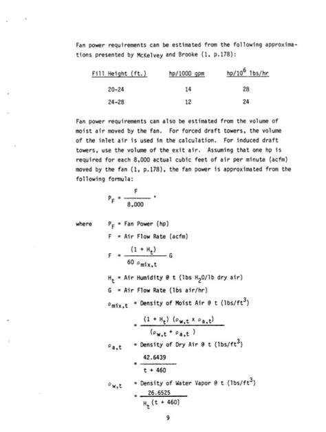Cooling Tower Fan Power Calculation