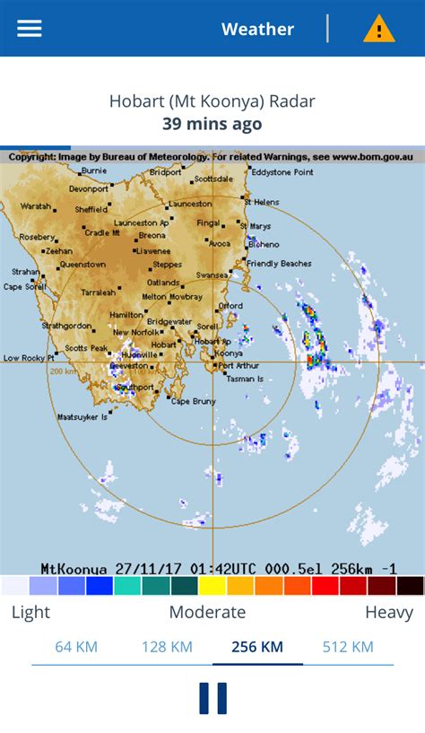 The weather bureau's rain radar shows the hail storm hitting Coomera