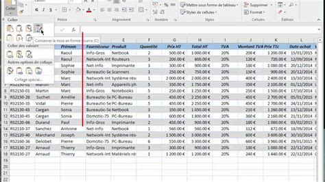 Copier Coller Tableau Excel