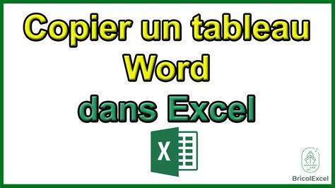 Copier Tableau Word Dans Excel