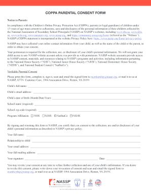 coppa parent consent form template
