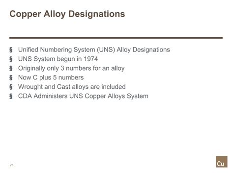 Copper Alloy Numbering System