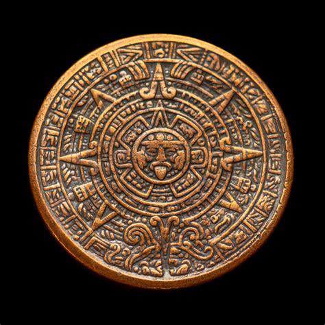 copper aztec calendar coin