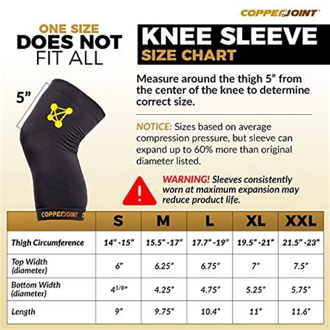 copper fit knee sleeve sizing chart
