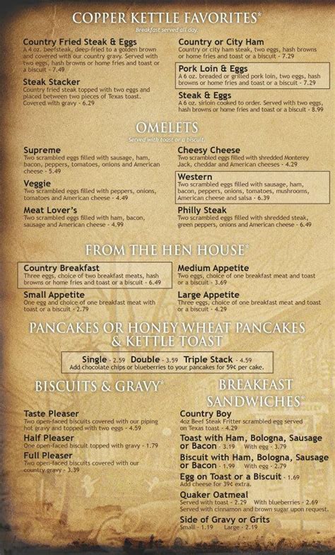 Copper Kettle Grill Menu