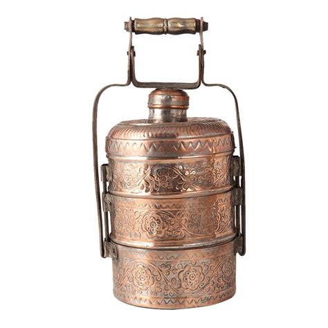 Copper Lunch Box With Brass Spoon And Fork at Rs 4500/piece Metal