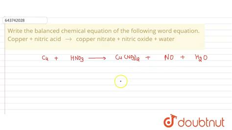 Copper Nitrate Word Equation