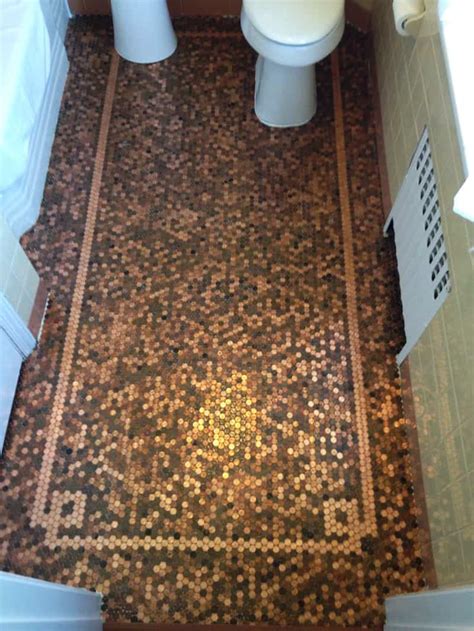 copper penny floor tile