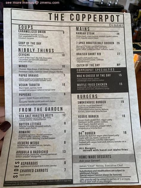 Copper Pot Llansamlet Menu