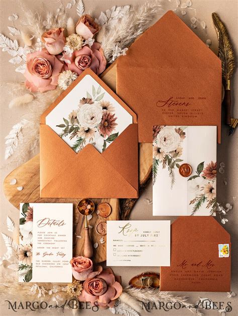 Copper Wedding Invitations Rose Gold